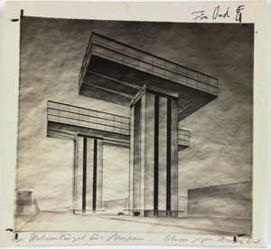 Wolkenkrabber Wolkenbügel op Strastnoy Boulevard in Moskou, 1925