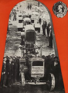 De Stalingrad Tractorfabriek. Illustratie uit USSR Builds Socialism, 1933 door Eliezer Markowich Lissitzky
