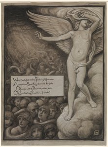 (Illustratie voor Rubáiyát van Omar Khayyám) Liefde krimpt ineen bij het zien van de hel door Elihu Vedder