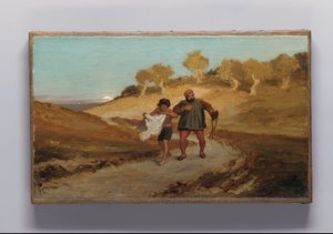 De fabel van de molenaar, zijn zoon en de ezel door Elihu Vedder