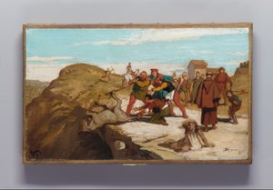 De fabel van de molenaar, zijn zoon en de ezel door Elihu Vedder