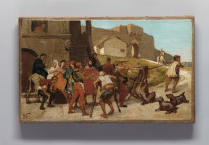 De fabel van de molenaar, zijn zoon en de ezel door Elihu Vedder
