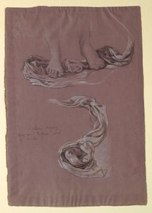 Tekening, Studie van Draperie "Fortune", ca. 1877 door Elihu Vedder