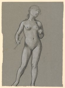 Tekening, Studie van een vrouwelijk naakt, ca. 1885 door Elihu Vedder