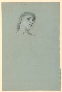 Tekening, Studie van een meisje, ca. 1885 door Elihu Vedder
