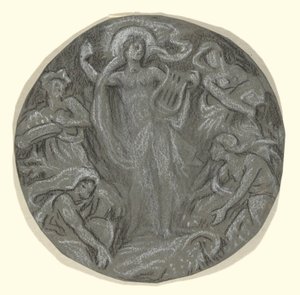 Studie voor Midden Cirkel van Huntington Plafond: Apollo en Begeleiders door Elihu Vedder