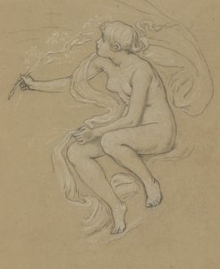Studie voor de figuur van de Lente door Elihu Vedder