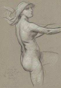 Studie voor De Schikgodinnen die de sterren verzamelen, 1884-1887 door Elihu Vedder