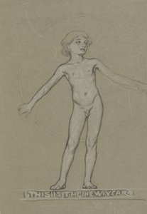 Studie voor Gevleugelde Jeugd (Het Nieuwe Jaar) door Elihu Vedder