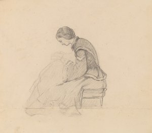 Studie van een lezend meisje, ca. 1858