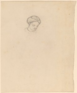 Studie van een meisjeshoofd, ca. 1858 door Elihu Vedder