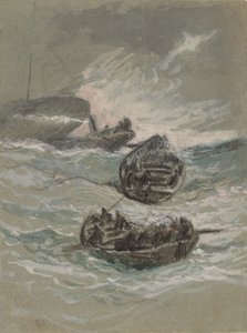 Het schipbreuk, ca. 1880 door Elihu Vedder