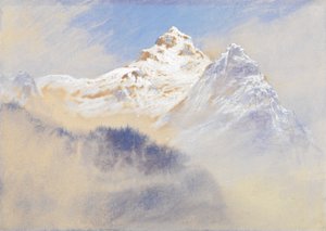 Bergzicht: Terglon Alpen gezien vanaf nabij Lengenfeld Carniola, Oostenrijk door Elijah Walton