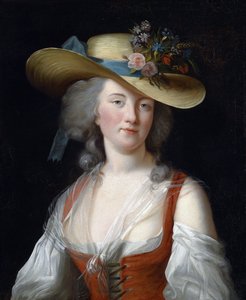 Portret van Anne Catherine Le Preudhomme de Chatenoy, gravin van Verdun, als tuinierster. Schilderij van Marie Louise Elisabeth Vigee Lebrun, circa 1780. Privécollectie