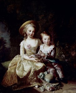Portret van Marie Thérèse Charlotte van Frankrijk en Delfino Louis Joseph Xavier van Frankrijk