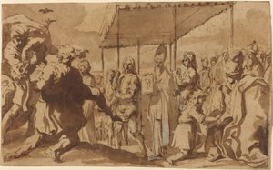De genezing van de bezeten jongen in een processie van de Volto Santo