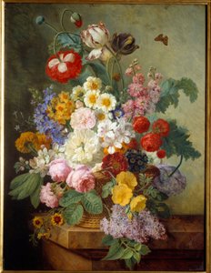 Bloemen in een Rocaille, schilderij door Elise Bruyere (1776-1842), 1836 door Elise Bruyere