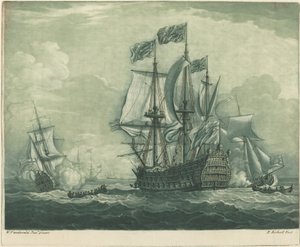 Scheepvaartscène met oorlogsschip, 1720s
