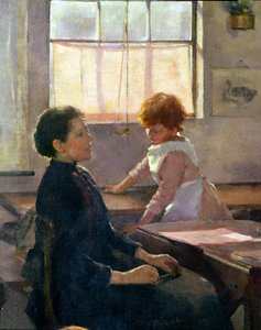 School is uit, 1889 (detail) door Elizabeth Adela Stanhope Forbes
