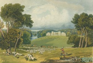 Uitzicht op Holkham Hall, Norfolk, gegraveerd door Robert Havell, 1818 door Elizabeth Blackwell