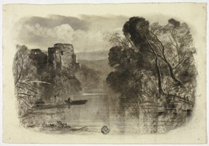 Rivier met Kasteelruïne en Boot I