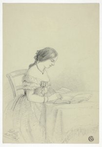 Vrouw die aquarelleert (mogelijk een Zelfportret)
