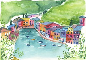 Haven van Genua, 2018 (aquarel)