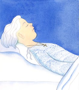 Een gelovig, nederig persoon die geprobeerd heeft haar Verlosser te behagen, kan in vrede sterven en tegen zichzelf zeggen: "Ik heb geprobeerd te leven als een goede vriend van Christus, 2005 (aquarel op papier)