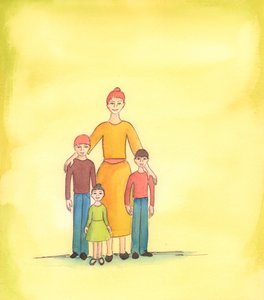 Een moeder geeft God vreugde als ze van haar kinderen houdt en voor ze zorgt, 2005 (aquarel op papier)