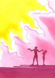 Adam en Eva worden uit het Paradijs verdreven door Elizabeth Wang
