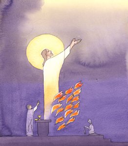 Bij de mis bidden we met Christus die zich in de brandende liefde van de Heilige Geest tot de Vader uitstrekt door Elizabeth Wang