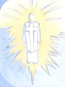 Christus - bijna ondraaglijk verblindend, koninklijk en krachtig - regeert nu in de hemel, ware mens en ware God, onze Hogepriester