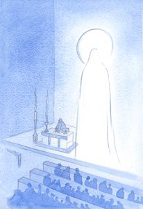 Christus en Zijn Heilige Moeder leven nu in de hemel, glorieus. Zo verheerlijkt zijn is majestueus en perfect in elke zin, 2001 door Elizabeth Wang