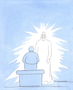 Christus is lichamelijk aanwezig in de hemel - die heel dicht bij ons is. We staan in contact met de hemel in ons gebed. door Elizabeth Wang