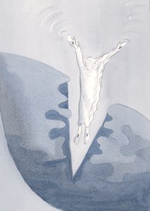 Christus springt liefdevol in de angstaanjagende donkere diepten van onze harten. door Elizabeth Wang