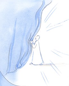 Christus schoof een gordijn opzij en onthulde meer van de vreugden die degenen die Hem tot het einde liefhebben zullen verheugen door Elizabeth Wang