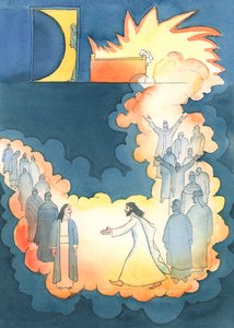 Christus haastte zich om Abraham in de onderwereld te zien