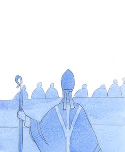 Christus ziet, als een van de trieste fouten in de Kerk van vandaag, het falen van sommige geestelijken om noodzakelijke waarheden te spreken, 2005 (aquarel op papier)