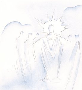 Christus, die de deur is, leidt ons heen en weer in hemelse gezelschap door Elizabeth Wang
