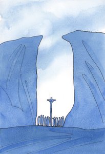 Hoe klein, geïsoleerd of vervolgd onze gemeenschap ook mag zijn, Christus is onder ons tijdens de mis, alsof in een kloof door Elizabeth Wang