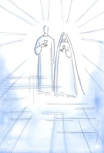 Mij werden de Twee Harten getoond: van de zondeloze Christus en van Zijn Onbevlekte Moeder, in het Stralende Licht van de Hemel