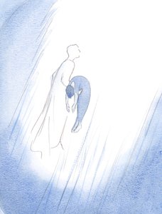 Eens omhelsde Christus snel een overleden ziel na haar zuivering, haar optillend - als een pasgeboren baby net geboren - hoog naar de Hemel