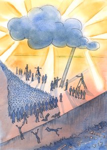 Mensen zijn op weg naar de dood en misschien de hel. door Elizabeth Wang