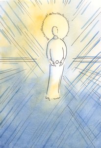 Sint Anna ontving in haar schoot de Onbevlekte, als een hostie; de Maagd Maria, die de Moeder van God zou worden door Elizabeth Wang