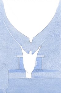 De Allerheiligste Geest - alsof met uitgespreide vleugels - stond boven Christus
