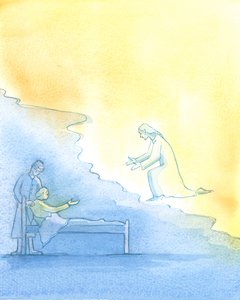 Het proces van sterven: Sterven is een soort arbeid. Christus wacht om elk van Zijn trouwe kinderen te verwelkomen die na een tijd in de 