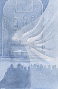 De engelen aanbidden Christus in de Heilige Eucharistie door Elizabeth Wang