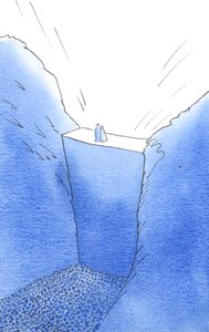 De muur van zonde, die ons van God scheidt, wordt alleen door Christus beklommen, die met Zijn moeder staat. Alleen Hij kan ons helpen de Glorie van de Hemel te bereiken. door Elizabeth Wang