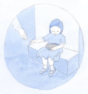 Dit is mijn huidige taak, leerde ik: Als een kind dat parels uit een mand deelt, zich niet bewust van hun grote waarde, maar toch hun schoonheid delend door Elizabeth Wang