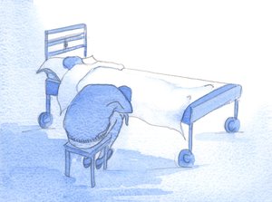 Dit is wat we zien in een tedere blik: verdriet, liefde en verdriet voor een ander in nood, die van ons praktische hulp en zachte troost vragen